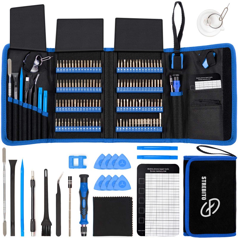 STREBITO Electronics Precision Screwdriver Sets 142-Piece with 120 Bits Magnetic Repair Tool Kit for iPhone  MacBook  Computer  Laptop  PC  Tablet  PS4  Xbox  Nintendo  Game Console - Image 1